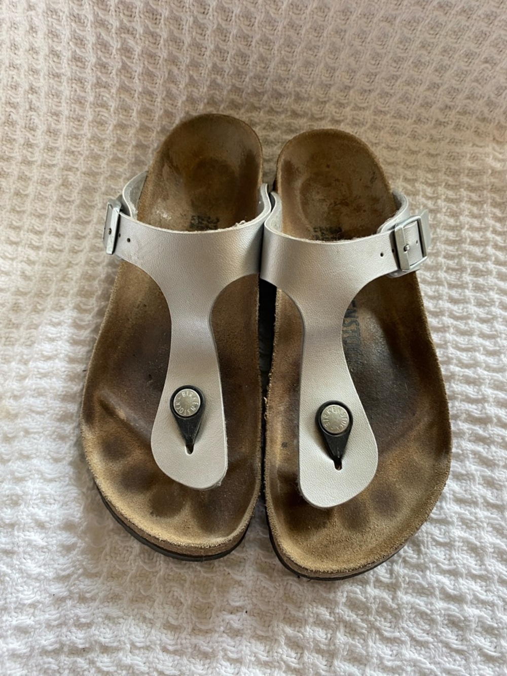 Birkenstock White T-Strap Sandals